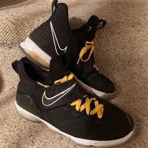 Nike LeBron 14 Black Ice Sneakers with Yellow Laces